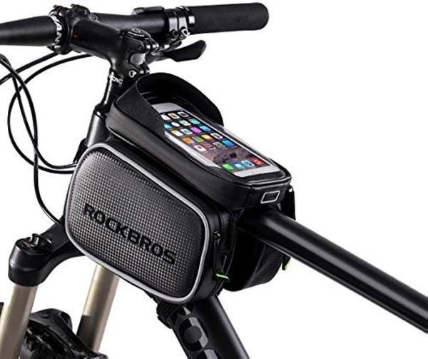 Torba na ramę rowerową z uchwytem ROCKBROS. Czarne torby na ramię ROCKBROS, bez wzorów, z materiału, biznesowe, na ramię, duże, bez dodatków. Za 102.00 zł.