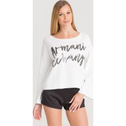 SWETER Armani Exchange. Białe swetry Armani Exchange, l, bez wzorów, z dzianiny, bez ramiączek. Za 305.40 zł.