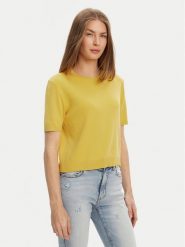 United Colors Of Benetton Sweter 1091D10D5 Żółty Relaxed Fit. Żółte swetry United Colors of Benetton, xl, bez wzorów, z bawełny, bez ramiączek. Za 139.99 zł.