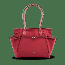 Torba shopper WINGS ROSELLA z odpinaną kosmetyczką i pasem na walizkę DARK RED. Czerwone kufry i kosmetyczki Wings, bez wzorów, z materiału, bez dodatków. Za 169.90 zł.