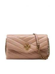 Tory Burch Torebka Kira Chevron Chain Wallet 90343 Beżowy. Brązowe listonoszki Tory Burch, bez wzorów, ze skóry, bez dodatków. Za 1,599.00 zł.