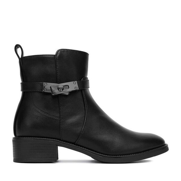 Botki DeeZee. Czarne botki DeeZee, bez wzorów, bez obcasa, na szpilce, bez zapięcia. Za 111.99 zł.