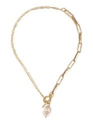 Otazu Pozłacany naszyjnik z perełką Swarovski - dł. 41 cm rozmiar: onesize. Żółte naszyjniki Otazu, z perłą, pozłacane. Za 173.99 zł.