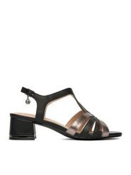 Lasocki Sandały CEO-25F575-1 Czarny. Czarne sandały Lasocki, bez wzorów, ze skóry, bez obcasa, na słupku, bez zapięcia. Za 199.99 zł.