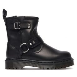 Botki Dr. Martens. Czarne botki Dr. Martens, bez wzorów, bez obcasa, na płaskiej podeszwie, bez zapięcia. Za 1,039.00 zł.