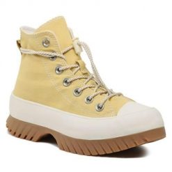 Buty do chodzenia damskie Converse A03500C. Brązowe obuwie sportowe Converse, z materiału, za kostkę, bez zapięcia, trekkingowe. Za 424.45 zł.