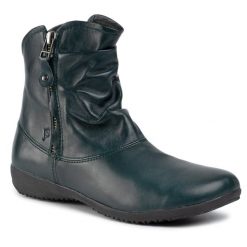 Botki Josef Seibel. Zielone botki Josef Seibel, bez wzorów, bez obcasa, na płaskiej podeszwie, bez zapięcia. Za 519.99 zł.