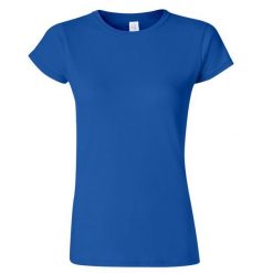 Koszulka Damska Krótki Rękaw Soft Style. Niebieskie bluzki GILDAN, xl, bez wzorów, sportowe, bez kołnierzyka, bez ramiączek. Za 29.99 zł.
