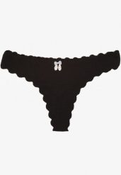 Czarne Bawełniane Majtki Stringi z Prążkowanej Tkaniny Eziane. Czarne stringi Born2be, bez wzorów, z bawełny. Za 5.99 zł.