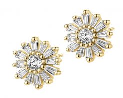 Kolczyki srebrne z cyrkoniami. Szare kolczyki Apart, z cyrkonią, pozłacane. Za 179.00 zł.