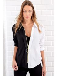 Trend Alacati Bluzka w kolorze czarno-białym rozmiar: M. Białe bluzki Trend Alacati, m, bez wzorów, bez kołnierzyka, bez ramiączek. Za 73.99 zł.