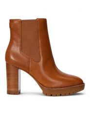 LAUREN RALPH LAUREN Botki 802937818003 Brązowy. Brązowe botki Lauren Ralph Lauren, bez wzorów, ze skóry, bez obcasa, na słupku, bez zapięcia. Za 939.99 zł.