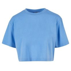 Krótka Koszulka Damska Oversize Crop. Niebieskie bluzki Urban Classics, xl, bez wzorów, sportowe, bez kołnierzyka, bez ramiączek. Za 54.99 zł.
