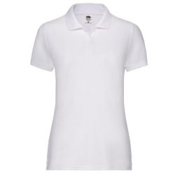 Koszulka Polo Damska 65/35 Pique. Białe koszulki polo FRUIT OF THE LOOM, l, bez wzorów, bez kołnierzyka, bez ramiączek. Za 78.99 zł.