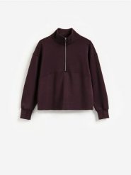 Bluza z dodatkiem modalu - ciemnofioletowy. Fioletowe bluzy Reserved, l, bez wzorów, z dzianiny, bez kaptura. Za 129.99 zł.