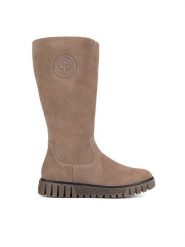 Rieker Kozaki Y3462-64 Beżowy. Brązowe kozaki Rieker, ze skóry, bez obcasa, na płaskiej podeszwie, bez zapięcia. Za 439.99 zł.