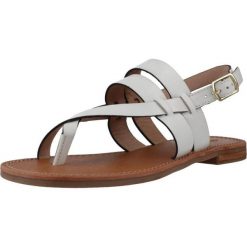 Sandały GEOX D MADDALUSIA Biały. Białe sandały Geox, bez wzorów, ze skóry, sportowe, bez obcasa, bez zapięcia. Za 292.99 zł.