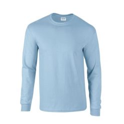 Ultra Bawełniana Koszulka Z Długim Rękawem Unisex Dla Dorosłych. Niebieskie bluzki GILDAN, s, bez wzorów, z bawełny, sportowe, bez kołnierzyka, bez ramiączek. Za 60.99 zł.