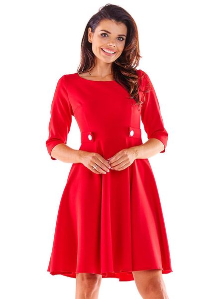 Awama Sukienka w kolorze czerwonym rozmiar: M. Czerwone sukienki Awama, m, bez wzorów, bez kołnierzyka, bez ramiączek, mini, rozkloszowane. Za 109.26 zł.