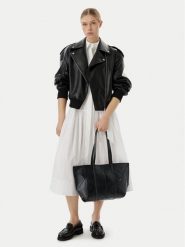 Calvin Klein Torebka Woven Medium Carryall LV04F3548G Czarny. Czarne shopper Calvin Klein, bez wzorów, ze skóry, bez dodatków. Za 699.99 zł.