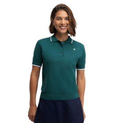 Damska golfowa koszulka polo z dzianiny Siroko Hazard Teal. Zielone koszulki polo SIROKO, xl, bez wzorów, z dzianiny, bez kołnierzyka, bez ramiączek. Za 214.00 zł.