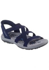 Sandały SKECHERS REGGAE SLIM Niebieski. Niebieskie sandały Skechers, bez wzorów, z materiału, bez obcasa, bez zapięcia. Za 279.99 zł.