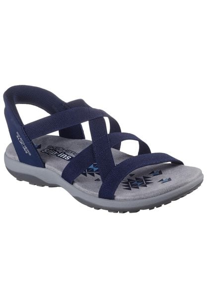 Sandały SKECHERS REGGAE SLIM STRETCH FLEX Niebieski. Niebieskie sandały Skechers, bez wzorów, z materiału, bez obcasa, bez zapięcia. Za 279.99 zł.