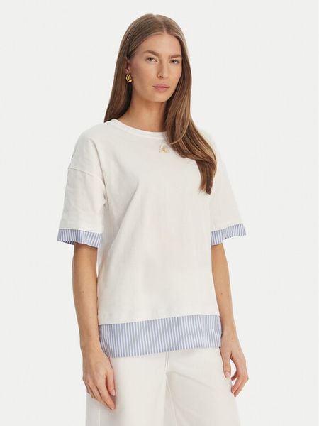 Luisa Spagnoli T-Shirt Baiadera 543155 Biały Regular Fit. Białe t-shirty LUISA SPAGNOLI, s, bez wzorów, z bawełny, bez kołnierzyka, bez ramiączek. Za 390.99 zł.