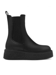 Badura Sztyblety BIBAO-0701 Czarny. Czarne botki Badura, bez wzorów, ze skóry, bez obcasa, na koturnie, bez zapięcia. Za 299.99 zł.