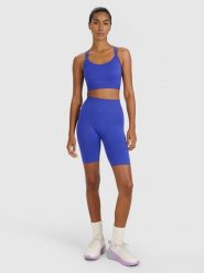 4F Legginsy kolarki treningowe bezszwowe damskie - niebieskie XS/S. Niebieskie legginsy 4f, l, bez wzorów, z dzianiny, z podwyższonym stanem, krótkie. Za 119.99 zł.
