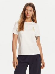 Tommy Hilfiger T-Shirt Gold Crest WW0WW46153 Biały Regular Fit. Białe t-shirty TOMMY HILFIGER, s, bez wzorów, z bawełny, bez kołnierzyka, bez ramiączek. Za 259.99 zł.