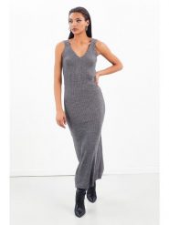Milan Kiss Sukienka w kolorze szarym rozmiar: XL. Szare sukienki Milan Kiss, xl, bez wzorów, z wełny, bez kołnierzyka, bez ramiączek, maxi. Za 104.99 zł.