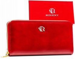 Portfel czerwony Rovicky R-PRK-01-F7. Czerwone portfele ROVICKY, bez wzorów, ze skóry ekologicznej. Za 45.00 zł.