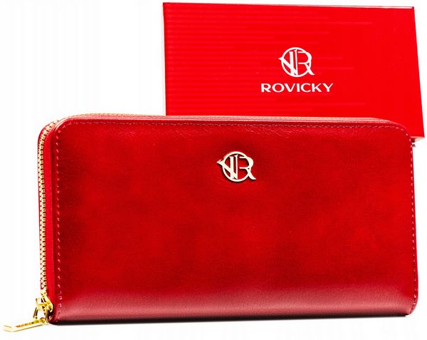Portfel czerwony Rovicky R-PRK-01-F7. Czerwone portfele ROVICKY, bez wzorów, ze skóry ekologicznej. Za 29.99 zł.