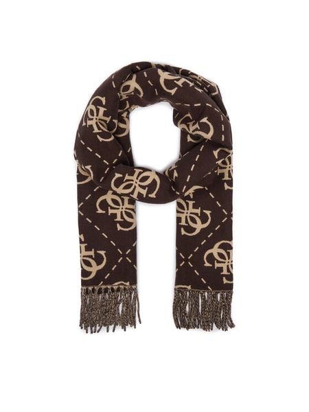 Guess Szalik AM9666 POL03 Brązowy ciemny. Brązowe rękawiczki Guess, z aplikacjami, z poliesteru. Za 234.99 zł.