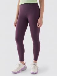 4F Legginsy sportowe w kolorze fioletowym rozmiar: M. Różowe legginsy 4f, m, bez wzorów, z materiału, z podwyższonym stanem, outdoorowe. Za 96.83 zł.