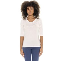 Koszulka Leone 1947 Braid Damen z 3/4-Ęrmeln aus Stretch-Baumwolle. Białe bluzki LEONE 1947 APPAREL, bez wzorów, z bawełny, sportowe, bez kołnierzyka, bez ramiączek. W wyprzedaży za 72.48 zł.