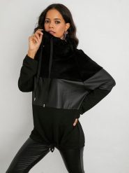 Milan Kiss Bluza w kolorze czarnym rozmiar: S. Czarne bluzy Milan Kiss, s, bez wzorów, ze skóry, z kapturem. Za 100.99 zł.