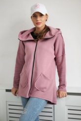Bluza ocieplana z dłuższym tyłem i kieszeniami ciemno różowa. Czerwone bluzy KESI, l, bez wzorów, z bawełny, bez kaptura. Za 198.65 zł.