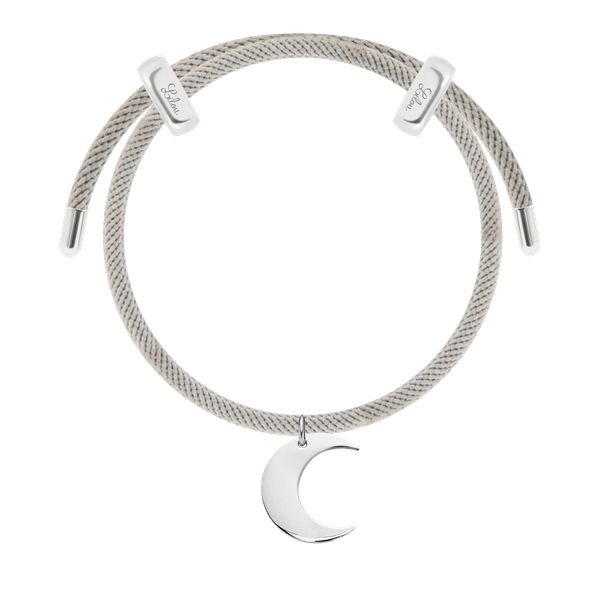 Bransoletka Liana, posrebrzana w kolorze jasnoszarym z zawieszką Lune. Szare bransoletki Lilou, posrebrzane. Za 268.00 zł.