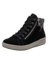 Rieker Skórzane sneakersy w kolorze czarnym rozmiar: 36. Czarne trampki Rieker, bez wzorów, za kostkę, bez zapięcia. Za 194.95 zł.