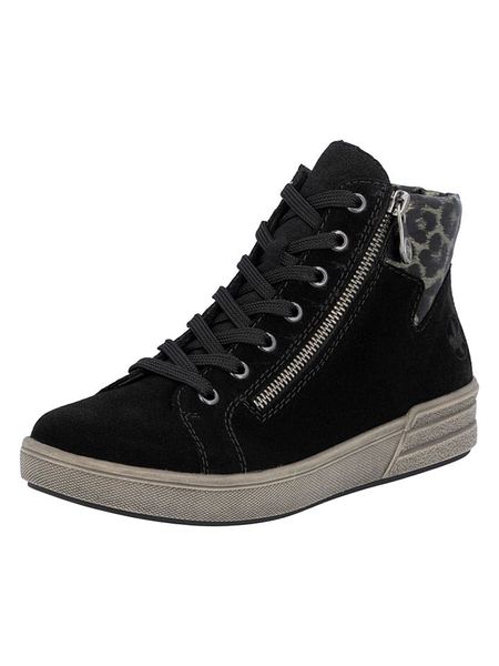 Rieker Skórzane sneakersy w kolorze czarnym rozmiar: 36. Czarne trampki Rieker, bez wzorów, za kostkę, bez zapięcia. Za 209.95 zł.