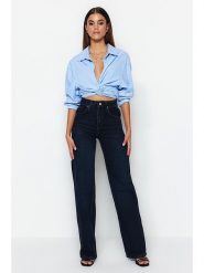 Trendyol Dżinsy - Comfort fit - w kolorze granatowym rozmiar: 32. Niebieskie jeansy Trendyol, bez wzorów, z podwyższonym stanem. Za 83.62 zł.