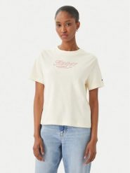 Tommy Hilfiger T-Shirt Logo Interlock WW0WW48707 Beżowy jasny Regular Fit. Brązowe t-shirty TOMMY HILFIGER, s, bez wzorów, z bawełny, bez kołnierzyka, bez ramiączek. Za 209.99 zł.