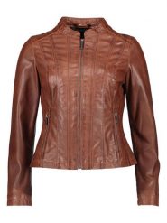 Bugatti Skórzana kurtka w kolorze jasnobrązowym rozmiar: 46. Brązowe kurtki Bugatti, bez wzorów, ze skóry, bez kaptura. Za 717.99 zł.