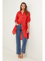 Fleur de Lin Lniana tunika "Berline" w kolorze czerwonym rozmiar: XL. Czerwone tuniki Fleur de Lin, xl, bez wzorów, ze lnu, bez kołnierzyka, bez ramiączek. Za 209.95 zł.