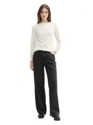 TOM TAILOR Denim Koszulka w kolorze kremowym rozmiar: M. Brązowe bluzki TOM TAILOR DENIM, m, bez wzorów, z bawełny, bez kołnierzyka, bez ramiączek. Za 57.20 zł.