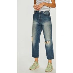 Trussardi Jeans - Jeansy Vintage Wash. Niebieskie jeansy Trussardi Jeans, bez wzorów, z podwyższonym stanem. W wyprzedaży za 319.90 zł.