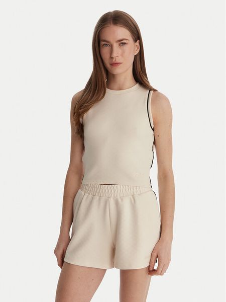 Guess Top V6GP17 K3215 Écru Regular Fit. Białe topy Guess, xl, z aplikacjami, z syntetyku, bez kołnierzyka, bez ramiączek. Za 130.99 zł.