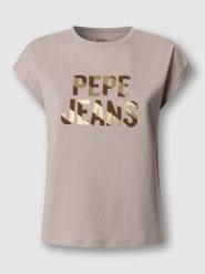 Pepe Jeans Koszulka "Catalina" w kolorze beżowym rozmiar: M. Brązowe bluzki Pepe Jeans, m, bez wzorów, z bawełny, bez kołnierzyka, bez ramiączek. Za 87.61 zł.